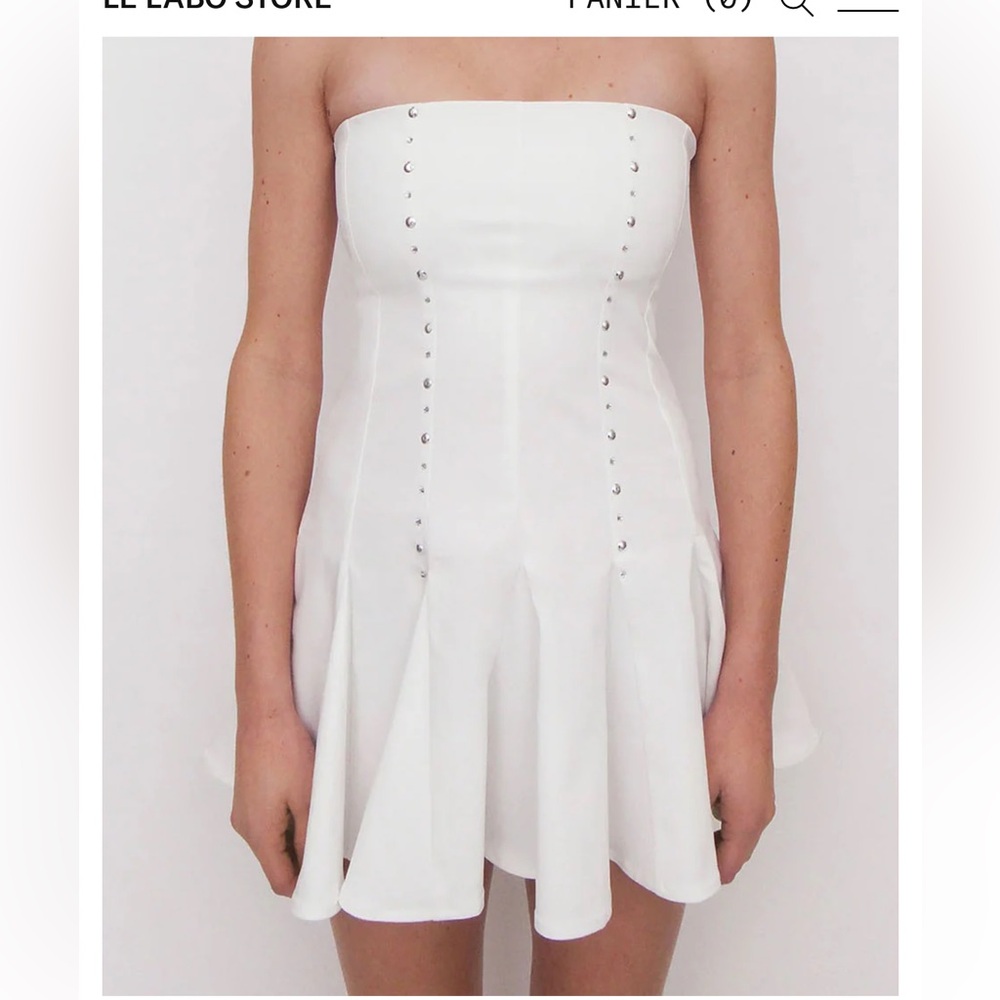 Gimaguas White Strapless Pleated Sheath Dress